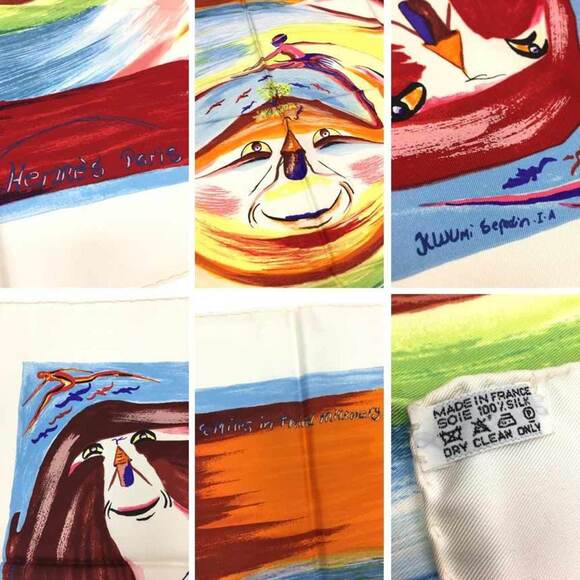 HERMES White Silk Scarf - Picture 3 of 3